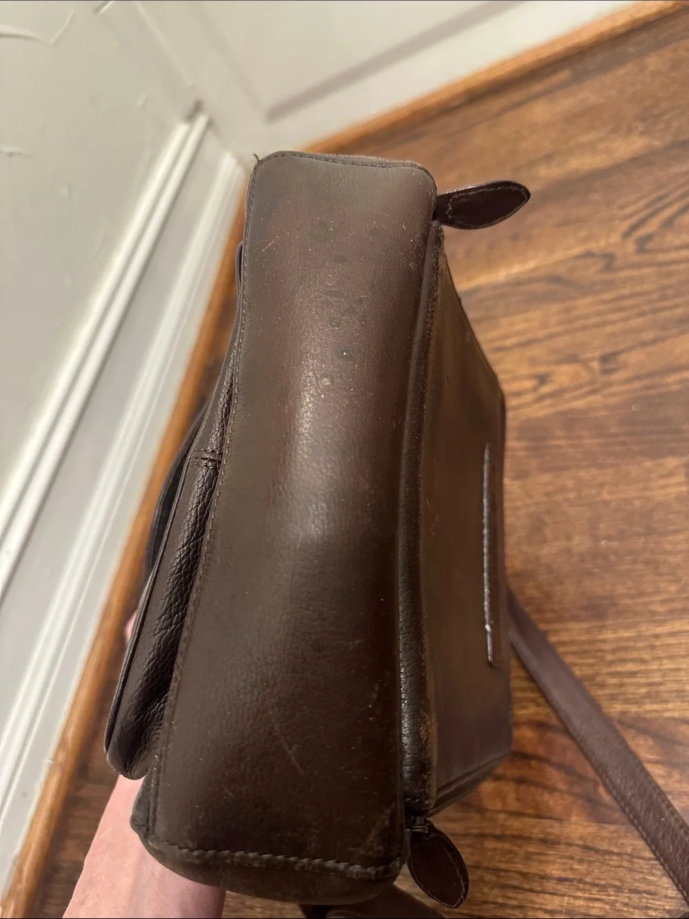 Fossil VTG Brown Leather Messenger Crossbody Bag Unique